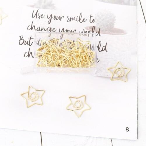 TUTU 25pcs/box star Gold Paper Clips Bookmark Metal Binder Paper Clip Bookmark Office Statioinery School Office Supply H0375