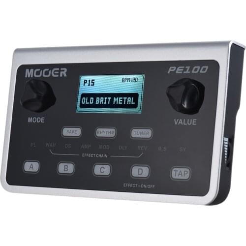MOOER PE100 Portable Multi-effects Processor Guitar Effect Pedal 39 Effects 40 Drum Patterns 10 Metronomes Tap Tempo
