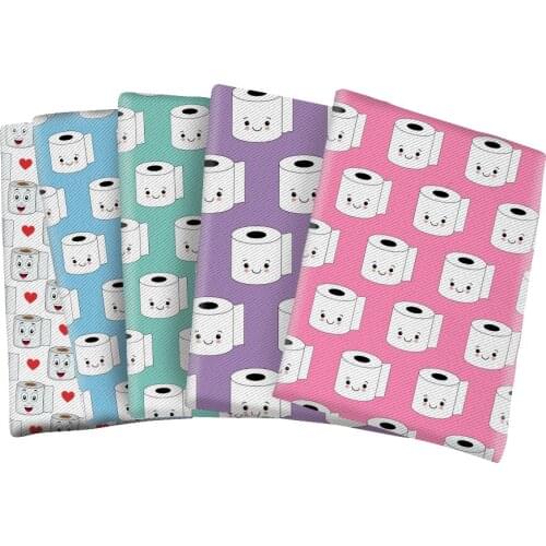 Paper Towel Pattern Printed Twill Polyester Cotton Fabric for DIY Bag Earring Hair Bow Center Home textiles Materials 50*145cm