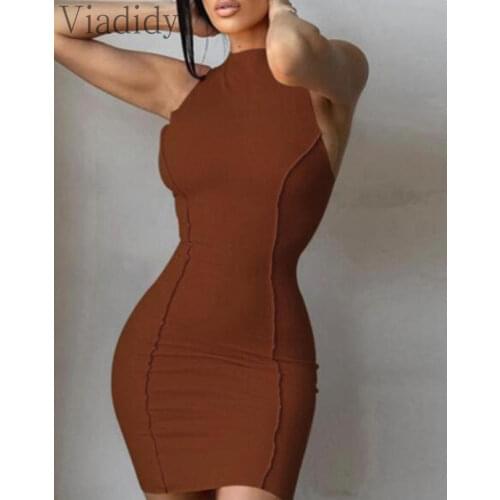 Sexy Summer Ribbed Sleeveless Bodycon Dress