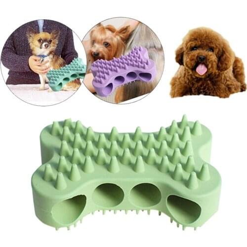 Silicone Pet Dog Cat Bath Grooming Brush Comb Rubber Glove Effecient Fur Grooming Massaging Device Hair Shedding Trimming Brush