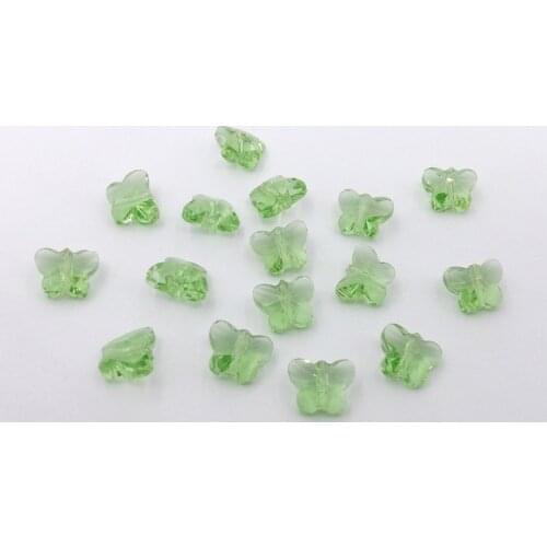 QIAOHE 50pcs Glass Crystal Butterfly Beads Loose Beads Fruit green 10 x 8mm For Fashion jewelry Making #QHGZ56