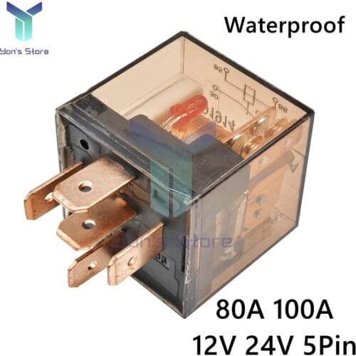 DC 12V 24V 80A 100A 5 Pins Waterproof Automotive Relay Switch SPDT Car Control Device Car Relays New High Capacity Switching