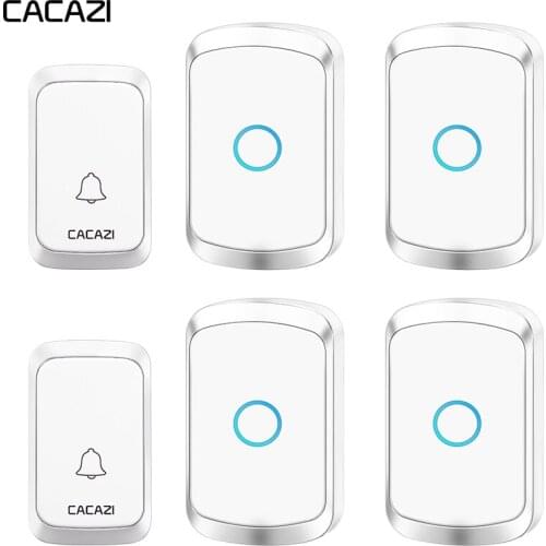 CACAZI Waterproof Wireless Door Bell 2 Transmitter 4 Receiver US EU UK AU Plug Battery Home Bell Chime Wireless Ring Bell