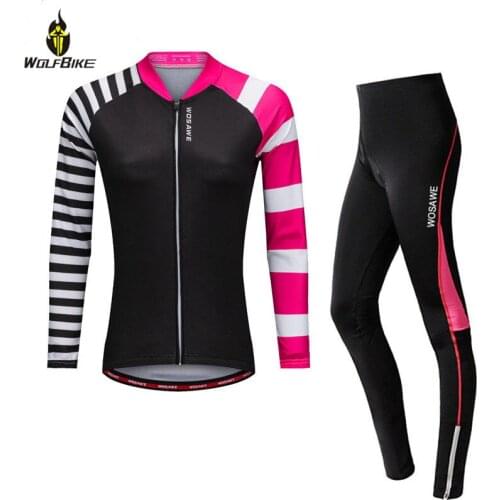 WOSAWE cycling jersey set women sports mtb mountain bike shirts Padded trousers Kit ropa ciclismo bicycles long-sleeved suilt
