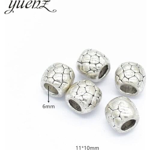 YuenZ 5pcs DIY Round Charms For Jewelry Making Antique Silver color Big Hole Spacers Beads Charm Spacers Beads 11*10mm R37