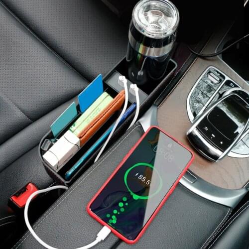 Car Seat Gap Crevice Organizer Cup Holder Console Side Pocket Dual USB Charger for Outdoor Personal Car Parts Decoration