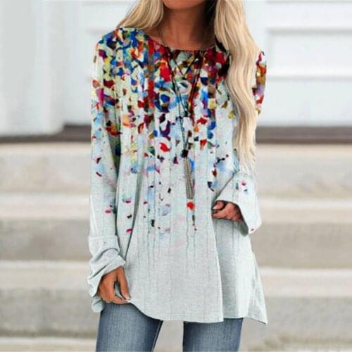 Leaf Print T-Shirts Womens Casual Thermal Crewneck Long Sleeve Loose 2021 Spring Autumn White T Shirt Poleras Mujer De Moda