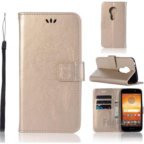 PU with Bracket Plus Card Storage Phone Case for MOTO E5 Play Owl Embossed Leather Case Cover Sheii for Moto E5 Play Copue