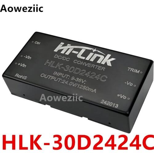 1Pcs/Lot HLK-30D2424C 24V 1.25A Output Mini DC To DC Step Down Module 9-36V Input 91% Efficiency Isolated DC DC