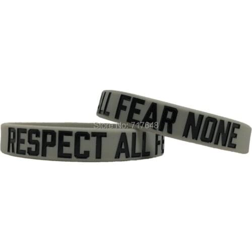 100pcs Inspirational Quote RESPECT ALL FEAR NONE wristband silicone bracelets free shipping by ePacket A