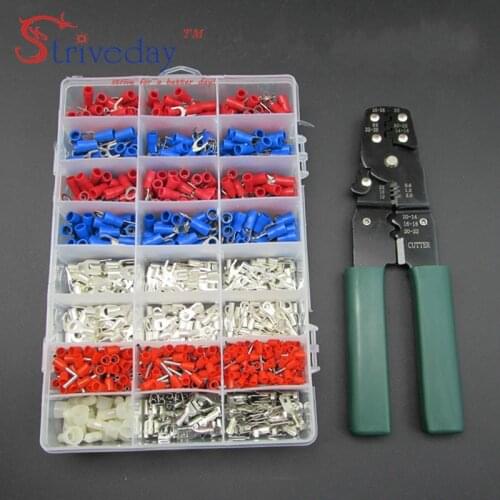 1000pcs/box Cold terminal pre-insulated terminals tubular terminals 24 style models combination packages Send pliers