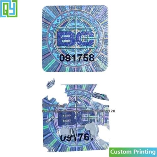 10000pcs 12x15mm Free Shipping Custom Printed 3D Silver Hologram Stickers Warranty VOID Eggshell Vinyl Labels Fragile Holo Seals