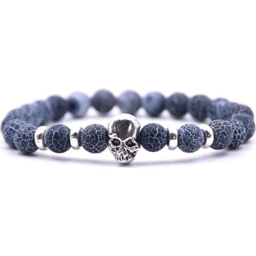 2020 Fashion classic skull mens bracelet retro lava stone twisted wire bracelet men and women jewelry gifts