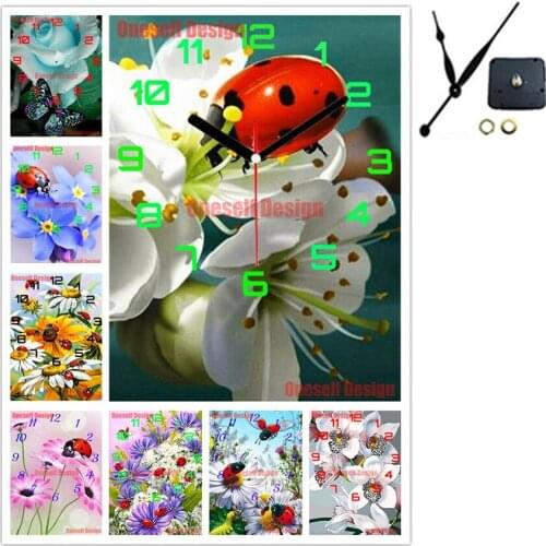 2020new 5d diamond painting with clock butterfly and flower 5d diamond embroidery sale with clock diamond mosaic decoration home