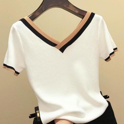 2021 summer Fashion V-neck sweater bottoming shirt womens thin pullover women sweater
