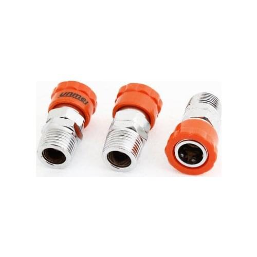 3 Pcs Pneumatic Pipe Fitting 20mm Male Thread Dia Quick Coupler Socket 40SM
