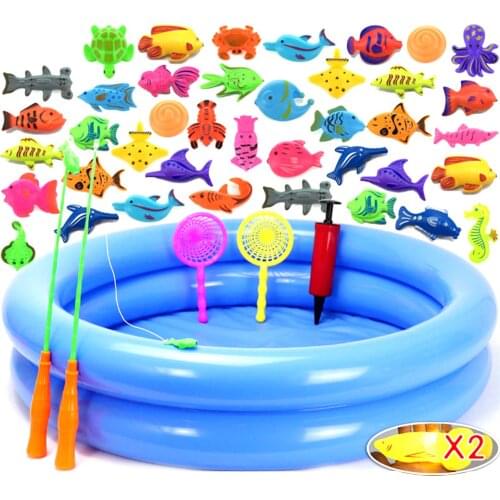 48Pcs Set Newest Plastic Magnetic Fishing Game Toys Baby Bath Toy Fishing Game Kids Bathtub Fishing Toys For Bath Fun Kids Gift