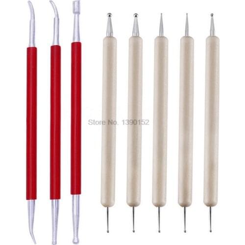 50set 8pcs Leather Craft Tool Modeling Point Stylus Modelling Splicing Carving Tool Spoon Balls Embossing Carving Press Tools