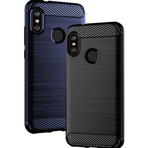 Shock Absorption Cover Soft TPU Anti Scratch Carbon Fiber Back Original Case for Xiaomi Mi A2 Lite / Redmi 6 Pro 5.84" Cases