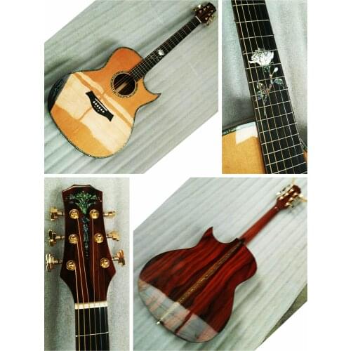Free shipping AAAA all solid wood custom coco bolo wood single cut design acoustic electric guitar