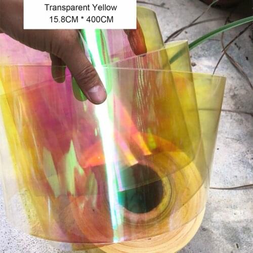 Sequins Sheet Sequins Raw Material PVC Arbitrary Cutting For Crafts Wedding Arrangement Transparent Yellow AB 15.8cm*400cm