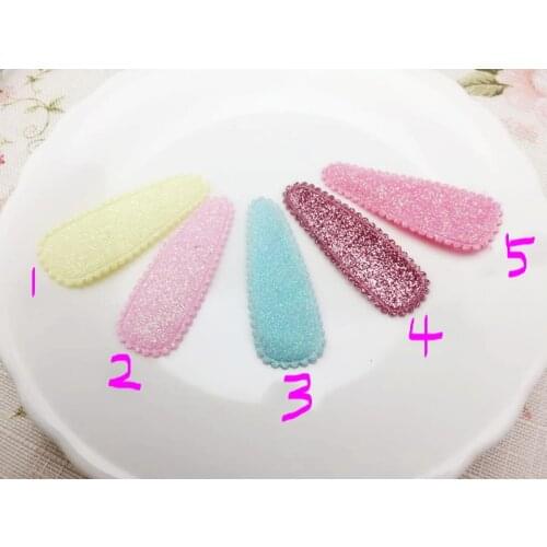 100pcs/lot 5.5cm shiny fabric Hair Clip Cover Padded Appliques DIY handmade Children Hair Accessories