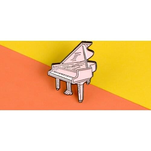 Pink piano enamel pin Musical instrument badges brooches Music lovers Lapel pins Jackets bag badges Jewelry gifts for pianist