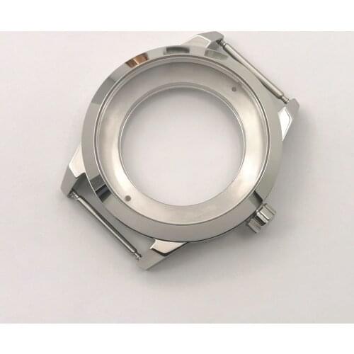 41mm Watch Case Accessories Silver Steel Fit Miyota8215 DG2813Automatic Sapphire Glass Waterproof Mechanical Wristwatch Men Case