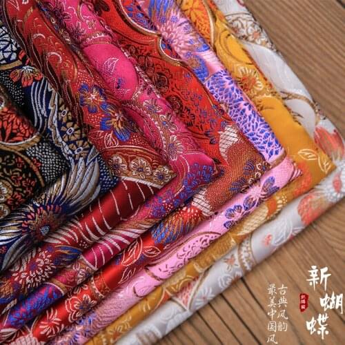 Flower imitate silk brocade Damask jacquard fabric pillow cushion handmade cloth DIY cheongsam cloth Upholstery fabric 75*50cm
