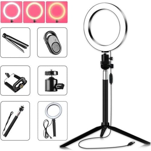 For Live Streaming Video Shooting 1pc Adjustable Brightness Photography Fill Light Portable LED Ring Fill-in Lights Pohiks