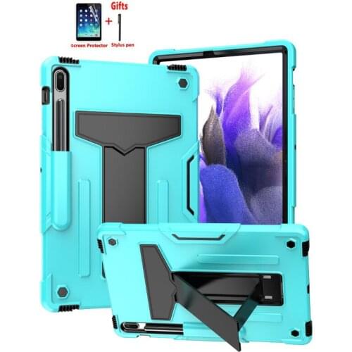 Hybrid Armor Kickstand For Samsung Galaxy Tab S7 FE 5G 12.4 T730 T736B Tablet Case Funda Kids Safe Silicon+PC Protective Shell