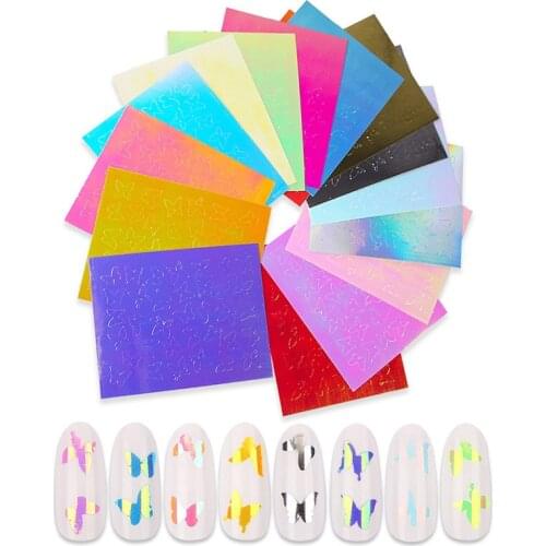 Holographic Butterfly 3D Thin Laser Stripe Sticker Nail Foil Strip Tape Sticker Nail Art Foil Transfer Sticker Decal Decorations
