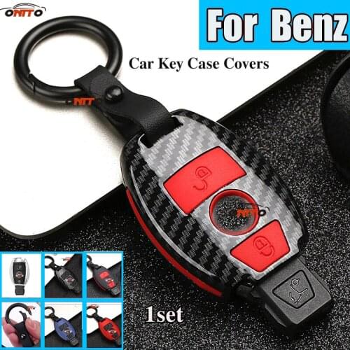 HIBEYO 2 Buttons Car Key Holder Case Covers Auto Key Shell Bag Protected for W203 W210 W211 W124 W202 W204 W205 W212 W176A