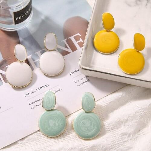 KINFOLK New Asymmetrical Earrings Delicate Jewelry Enamel Dark Light Stud Earrings For Women Girl Gifts Party 2021 Accessories
