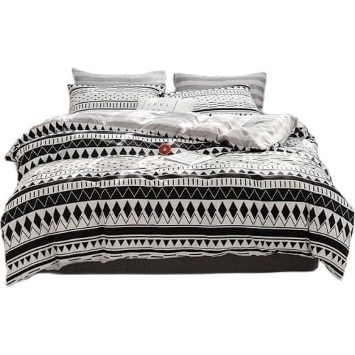 3/4pcs Heart Bedding Sets Geometric Pattern Duvet Cover Bed Sheet Pillowcases Cover Pink Bedding Set