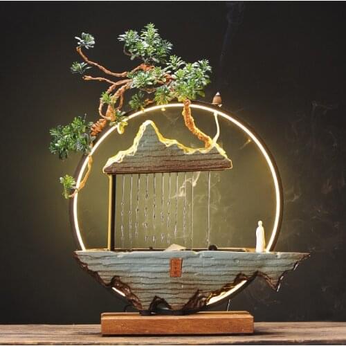Led Light Incense Burner Eletric Holder Statue Smoke Fountain Incense Burner Wax Burner Zen Incensario Home Decoration YD50XL