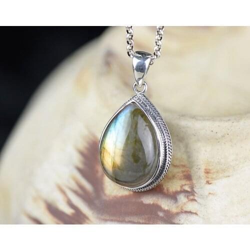L&P New Fashion Moonstone Pendant For Women Lady 2019 Authenic 925 Silver Pendant WaterDrop Fine Jewelry