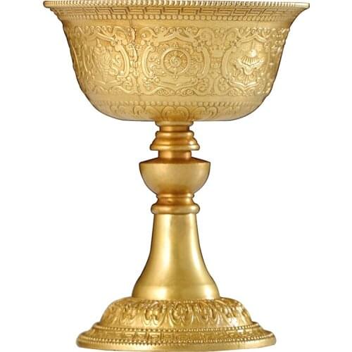 Brass Gilt Lotus Flower Eight Auspicious Butter Seven-Star Changming Household Buddha for Lamp Holder Trumpet