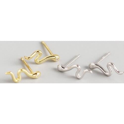 WTLTC Minimal Small Snake Shaped Stud Earrings for Women Shiny 925 Sterling Sliver Studs Earrings Cute Tiny Animal Post Earrings