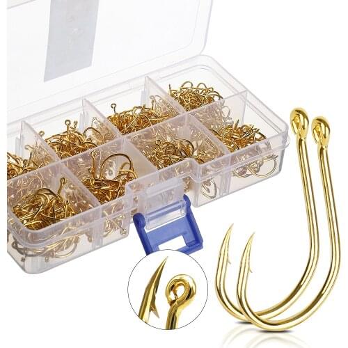 New 100 Pieces of Fishing Stainless Steel Barbed Fish 3#-12# Series Portable Fishing Fishing Accessories Toolbox