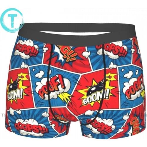 Comics Underwear Sublimation Trenky Polyester Trunk Custom Funny Teen Boxer Brief