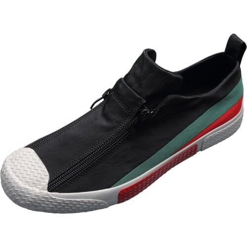 Mens Vulcanized Canvas Shoes 2021 Spring and Autumn New British Fashion Casual Lazy Moccasin Shoes Zipper Mens Sports Shoes