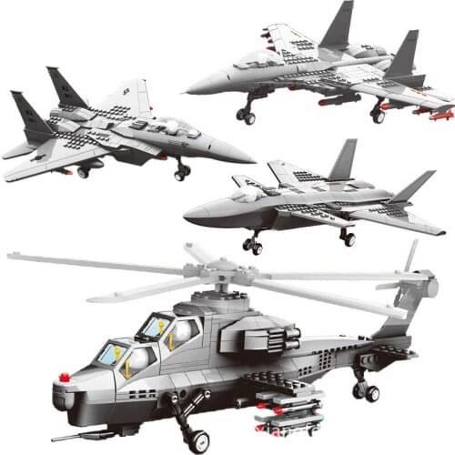 NEW Military Series Carrier-based Stealth Fighter Building Blocks Kit Bricks Creator Model Helicopter Kids Toys For Children