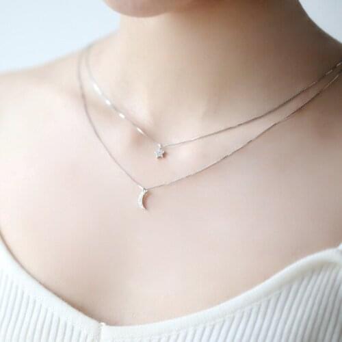 Kindey Retro Vintage Silver Color Moon Star Necklaces For Women Wedding Long Chains Necklaces Bridal Jewelry