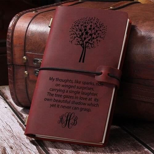 Personalized Leather Travelers Notebook, Engraved Leather Travel Journal,Custom Text Travel Journal Writing Notebook