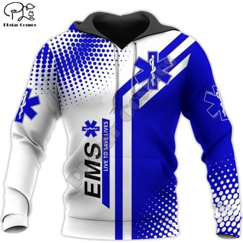 PLstar Cosmos Emergency Medical Service EMS 3D Printed Hoodies Sweatshirts Zip Hooded For Men/Women Casual Streetwear Style-E04
