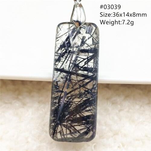 Natural Black Rutilated Quartz Rectangle Pendant Water Drop Gemstone From Brazil Wealthy Women Rare Jewelry AAAAAA