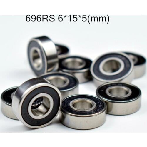 696RS 6*15*5(mm) 10pieces free shipping bearings rubber Sealed Miniature Mini Bearing 696 696RS chrome steel deep groove bearing