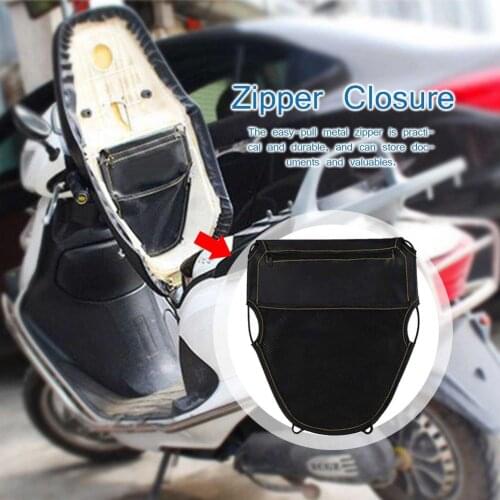 Zipper Motorcycle Seat Wall Hanging Bag Multi-pocket PU Storage Bag Item Tool Organizer With Mesh Bags Moto Toolbox For Moped
